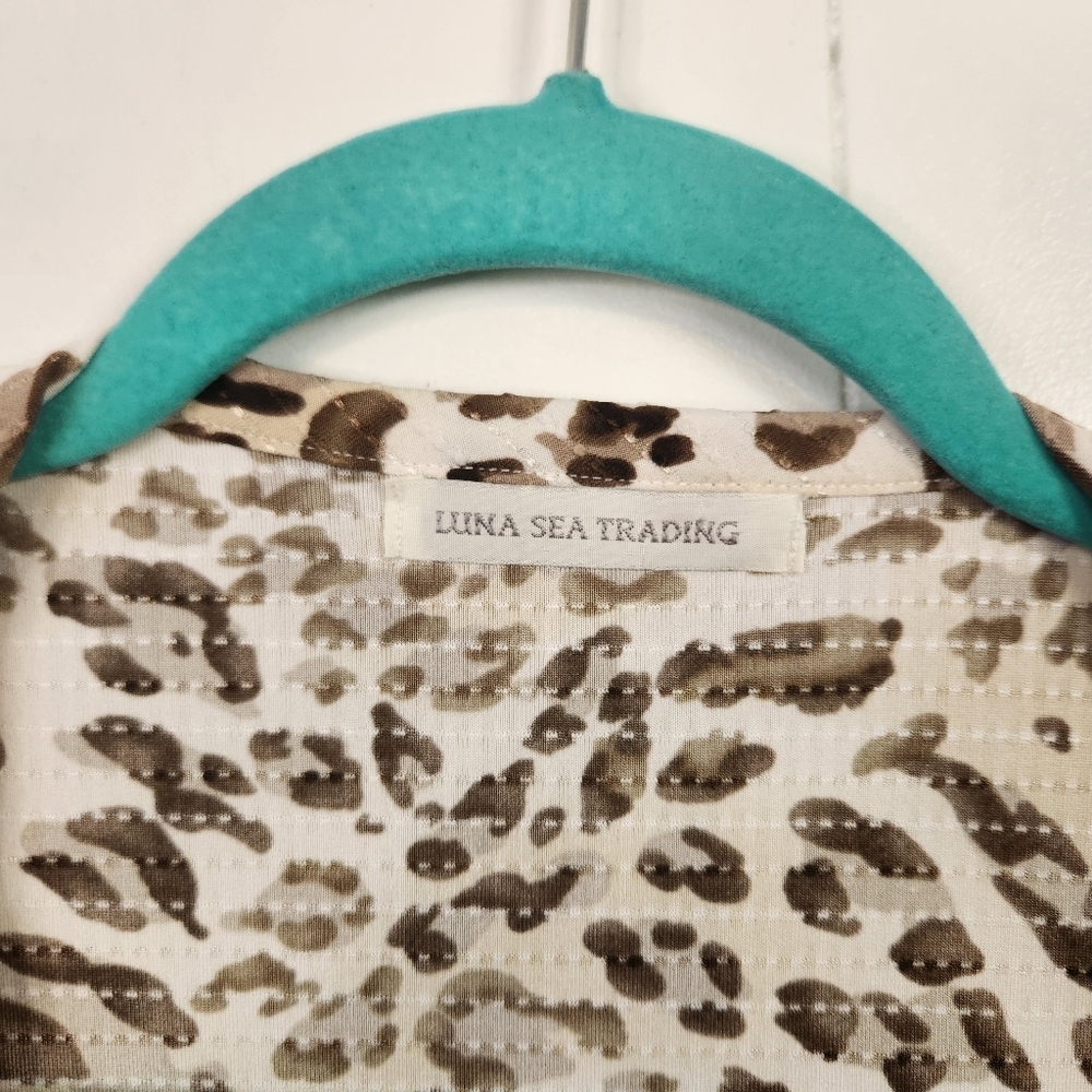 Luna Sea Trading Kimono Sleeve Robe Animal Leopard Print Beach Cover-up S/M - Picture 4 of 6